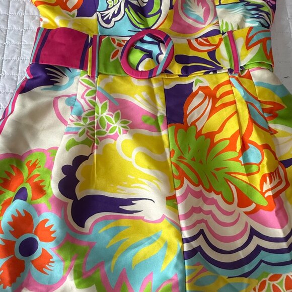 Lavender Brown Kendra Romper Pink Multi Floral Print Summer Outfit, S - Picture 15 of 15